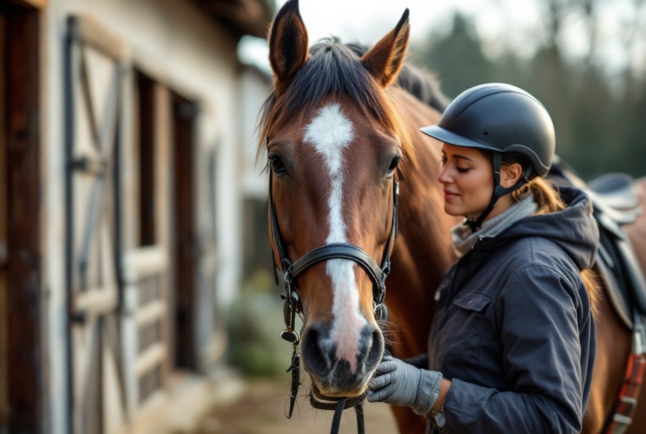 Close-up of a vet performing a yard health check on a horse