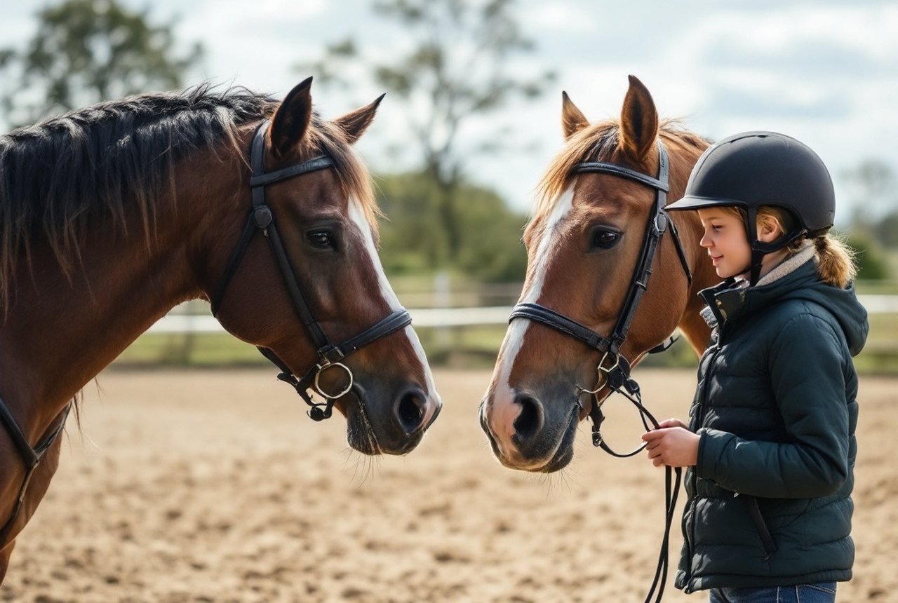 Young rider receiving instruction in a sand arena, FFE club setting