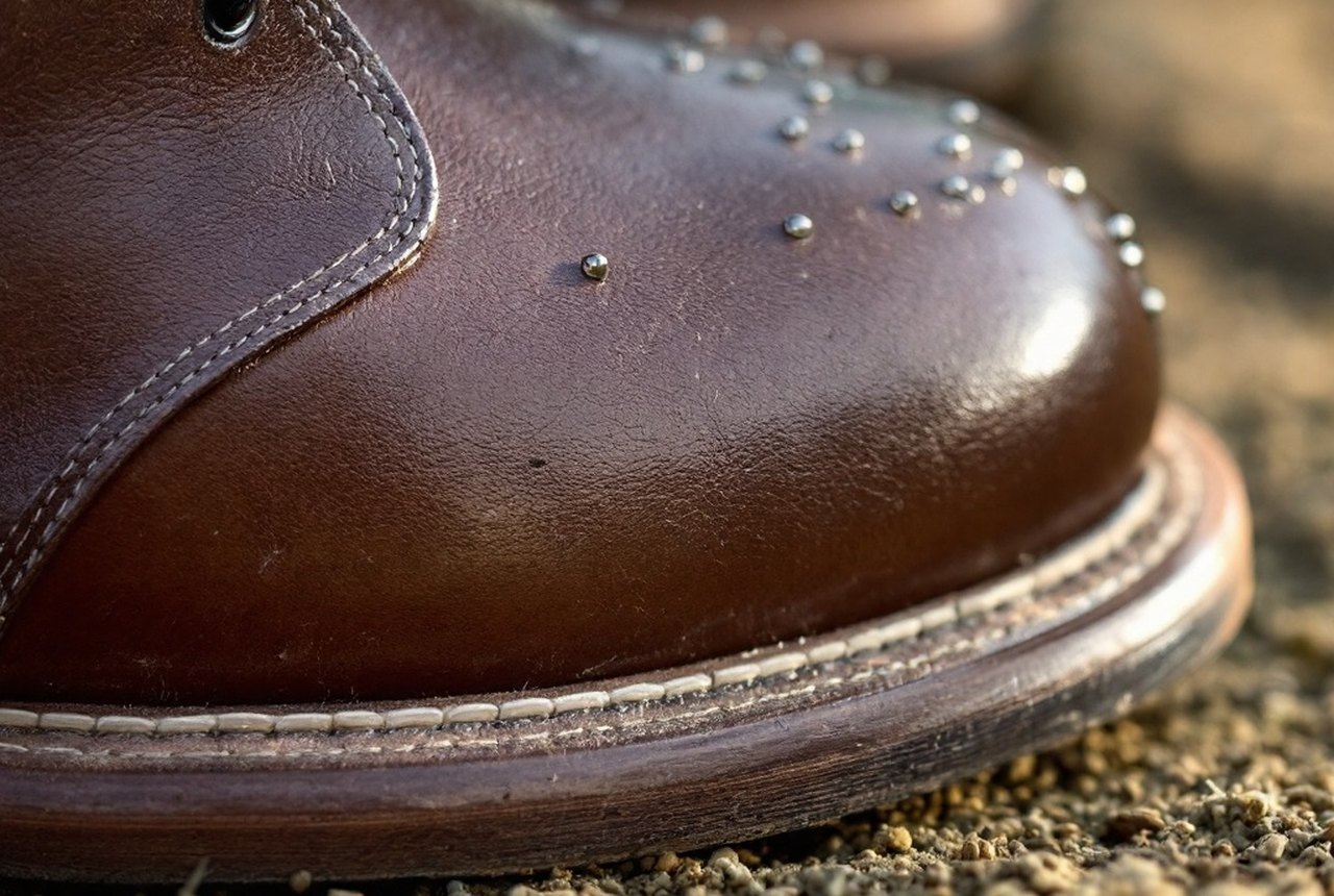 Stud holes detail on a shoe