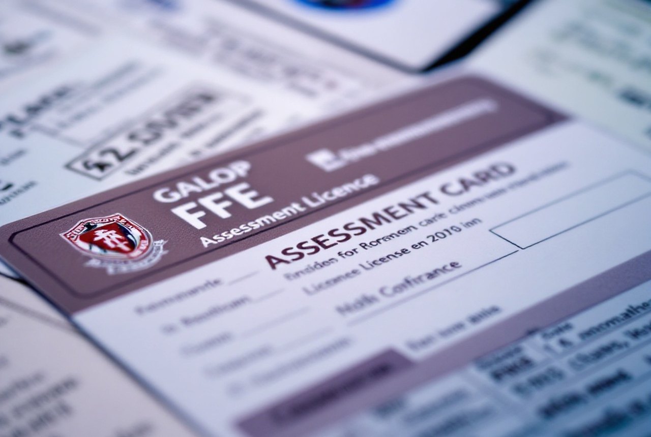 Close-up of an FFE Galop assessment card or licence document