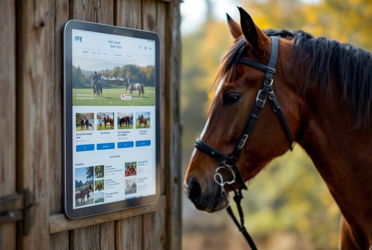 Notice board or tablet showing the FFE club-finder interface